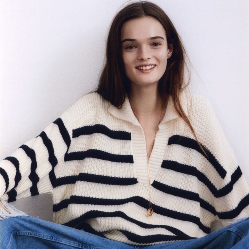 NWT rib knit striped sweater